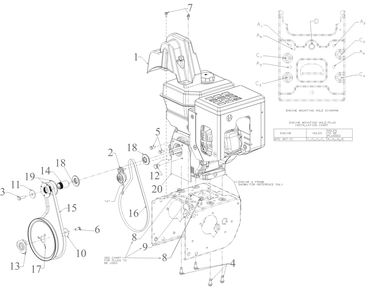 Engine Drive Diagram and Parts List for 3X26-INCH (31AH5JVAB56)(2023) Cub Cadet Snow Blower